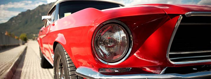 Red car with headlights
