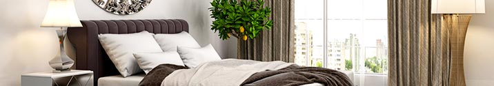 Romantic bedroom with plant