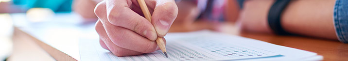 Student taking multiple choice exam