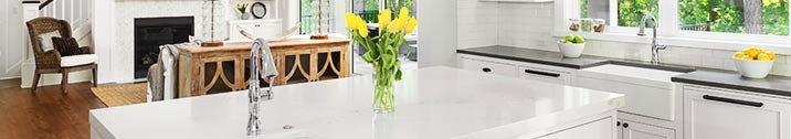 White kitchen with yellow flowers