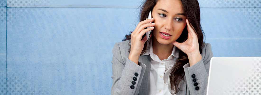 Woman calling debt collector