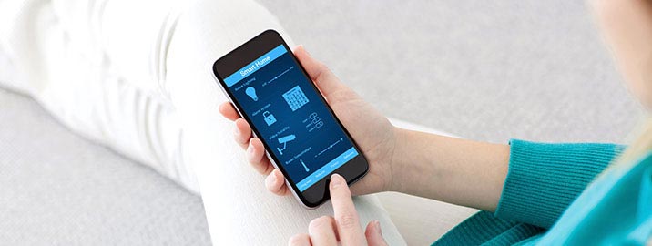 Woman on smart home app