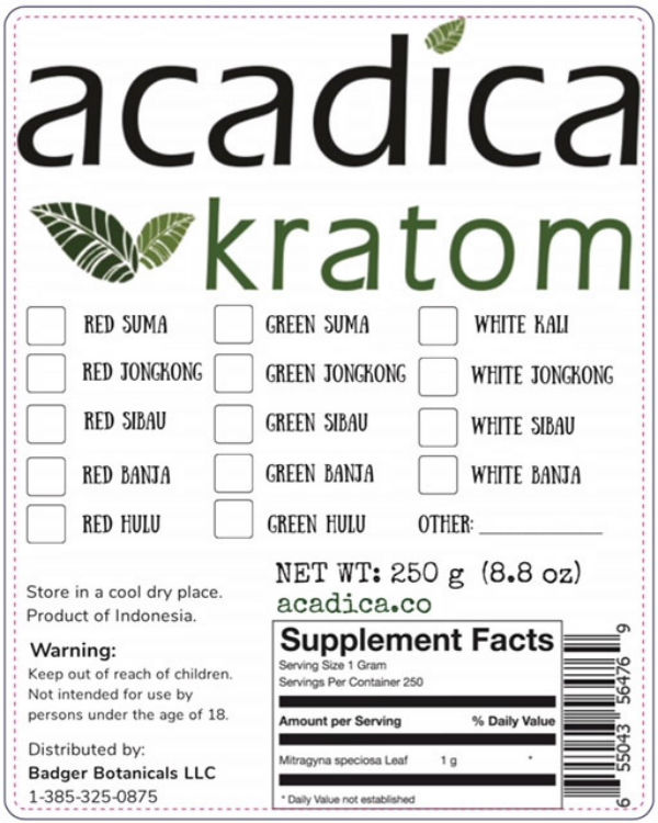 Badger Botanicals recalls kratom dietary supplements