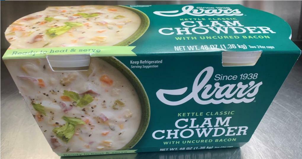 Ivar's recalls Kettle Classic Clam Chowder with Uncured Bacon