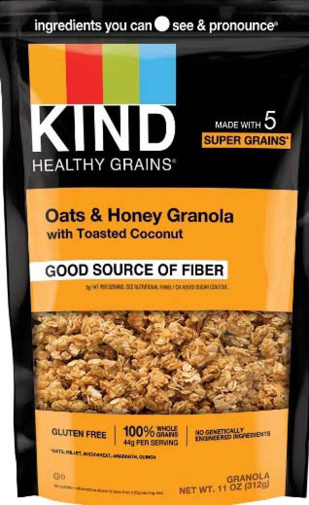 KIND recalls Oats & Honey Granola with Toasted Coconut pouches