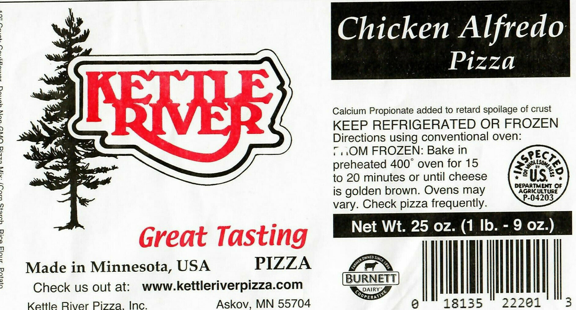 Kettle River recalls chicken alfredo pizza