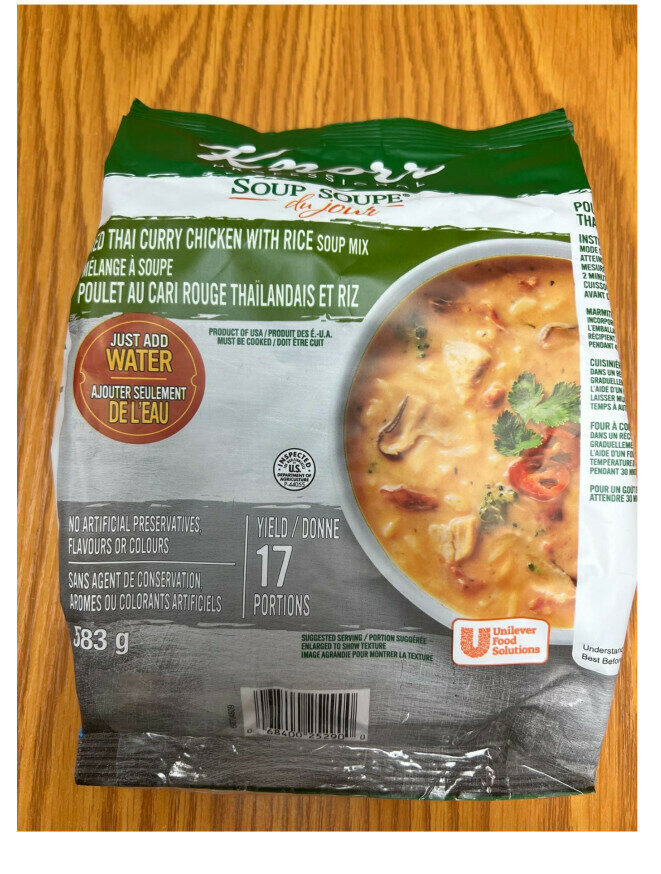 Unilever Food Solutions U.S. Recalls Knorr Professional Soup du Jour Red  Thai Style Curry Chicken with Rice Soup Mix due to Undeclared Milk Allergen