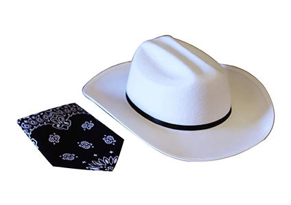 cowboy hat and bandana