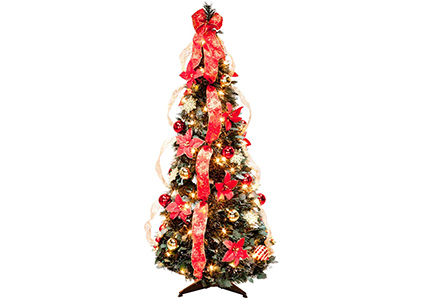 pre-lit poinsettia tree
