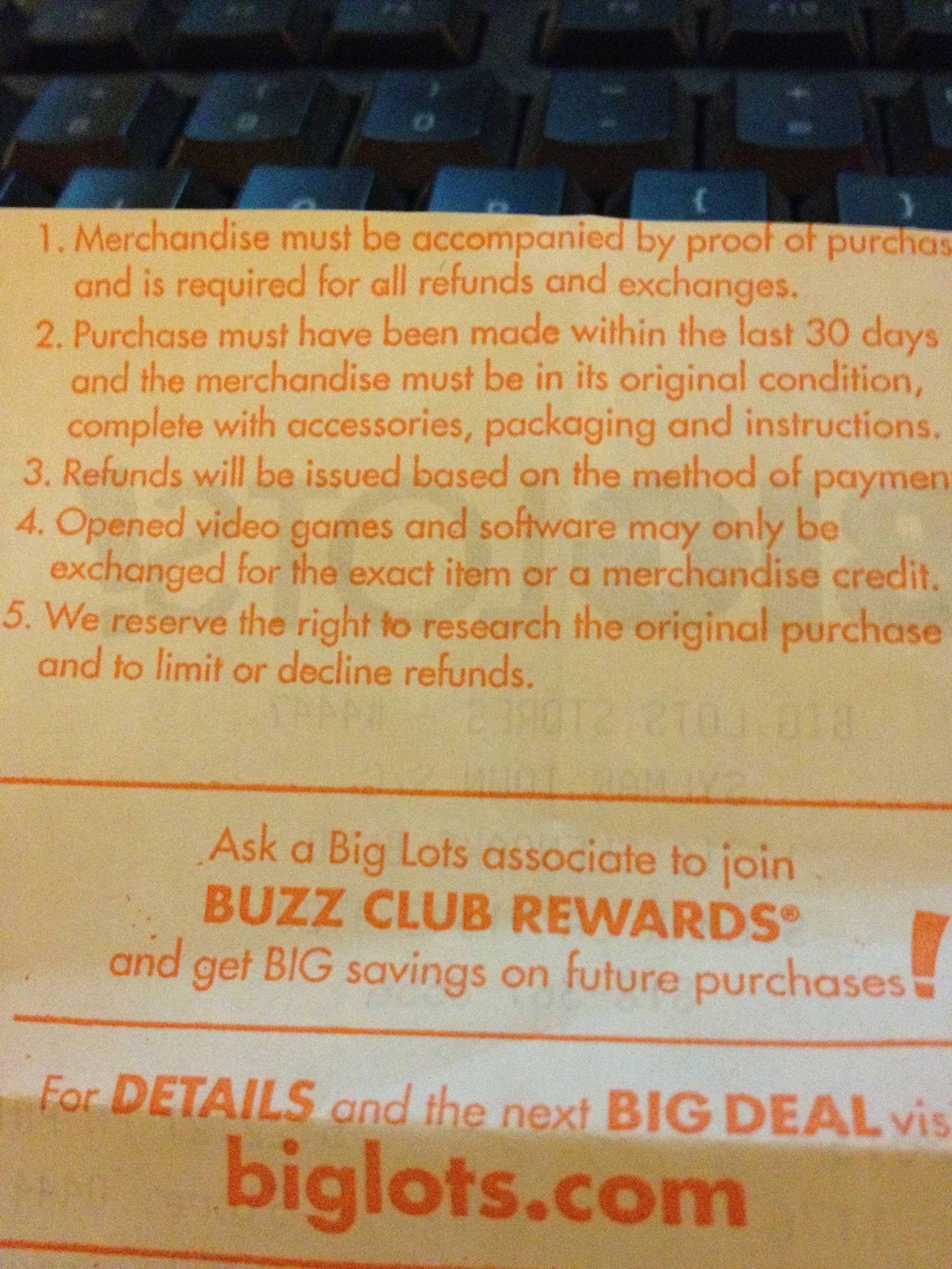 What Big Lots stores honor the Buzz Club Rewards cards?