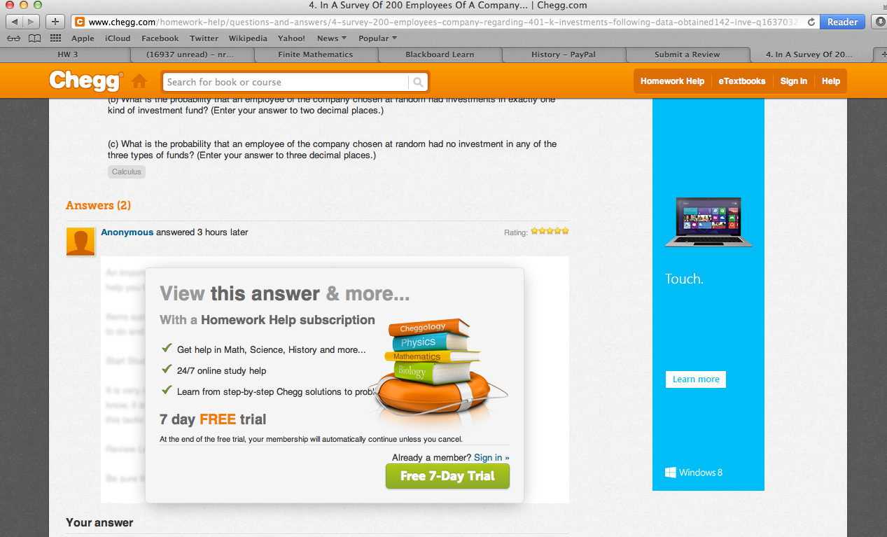 Chegg free answers