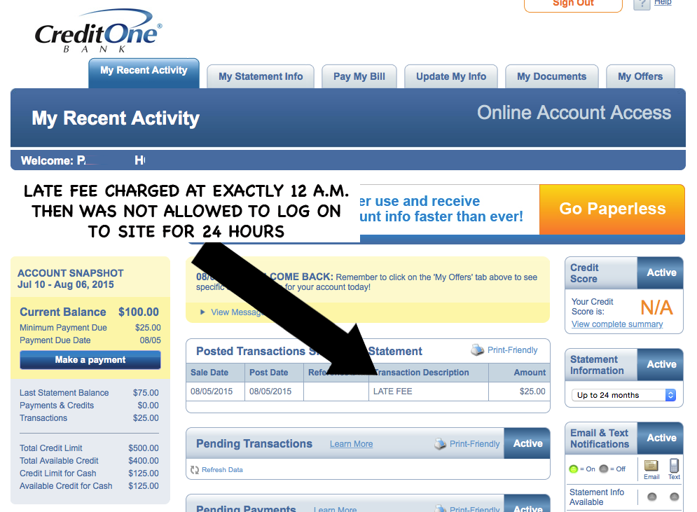 credit one bank login bill pay