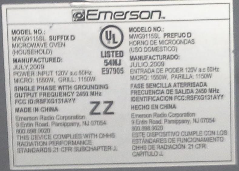 emerson microwave emerson microwave