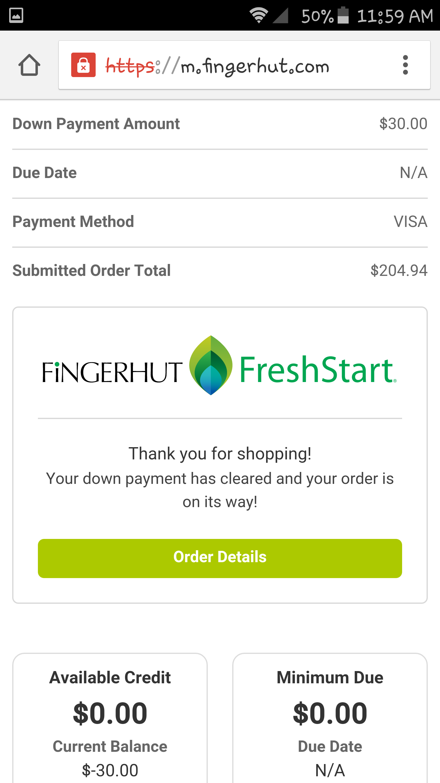 Fingerhut Payment Chart 2018