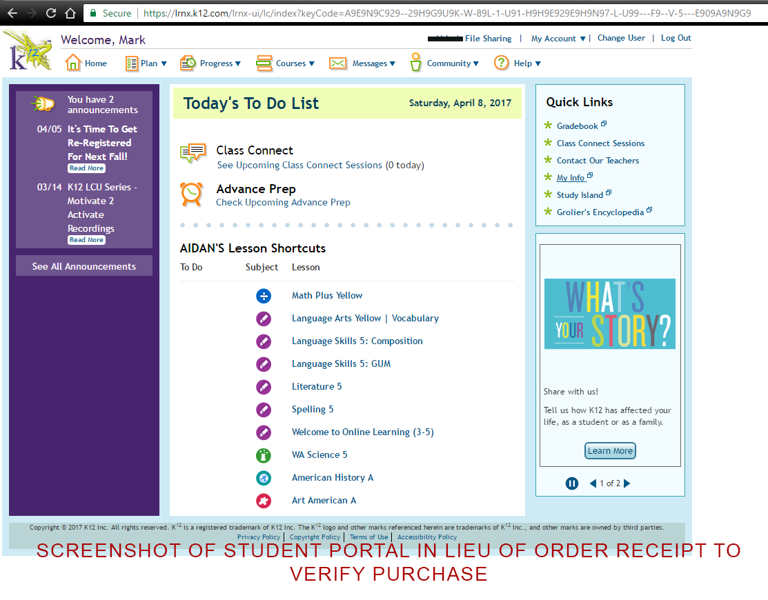 What courses are available through K12?