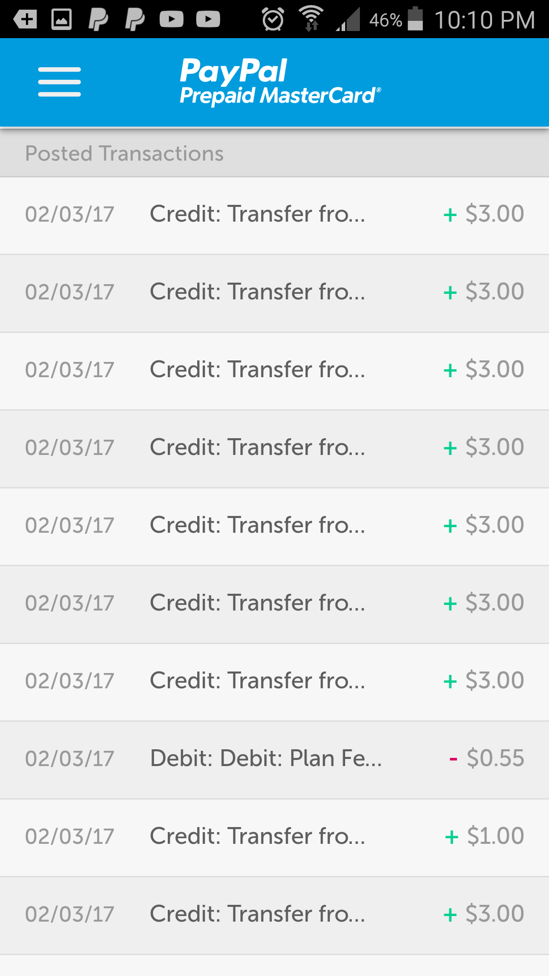 paypal credit card transfer