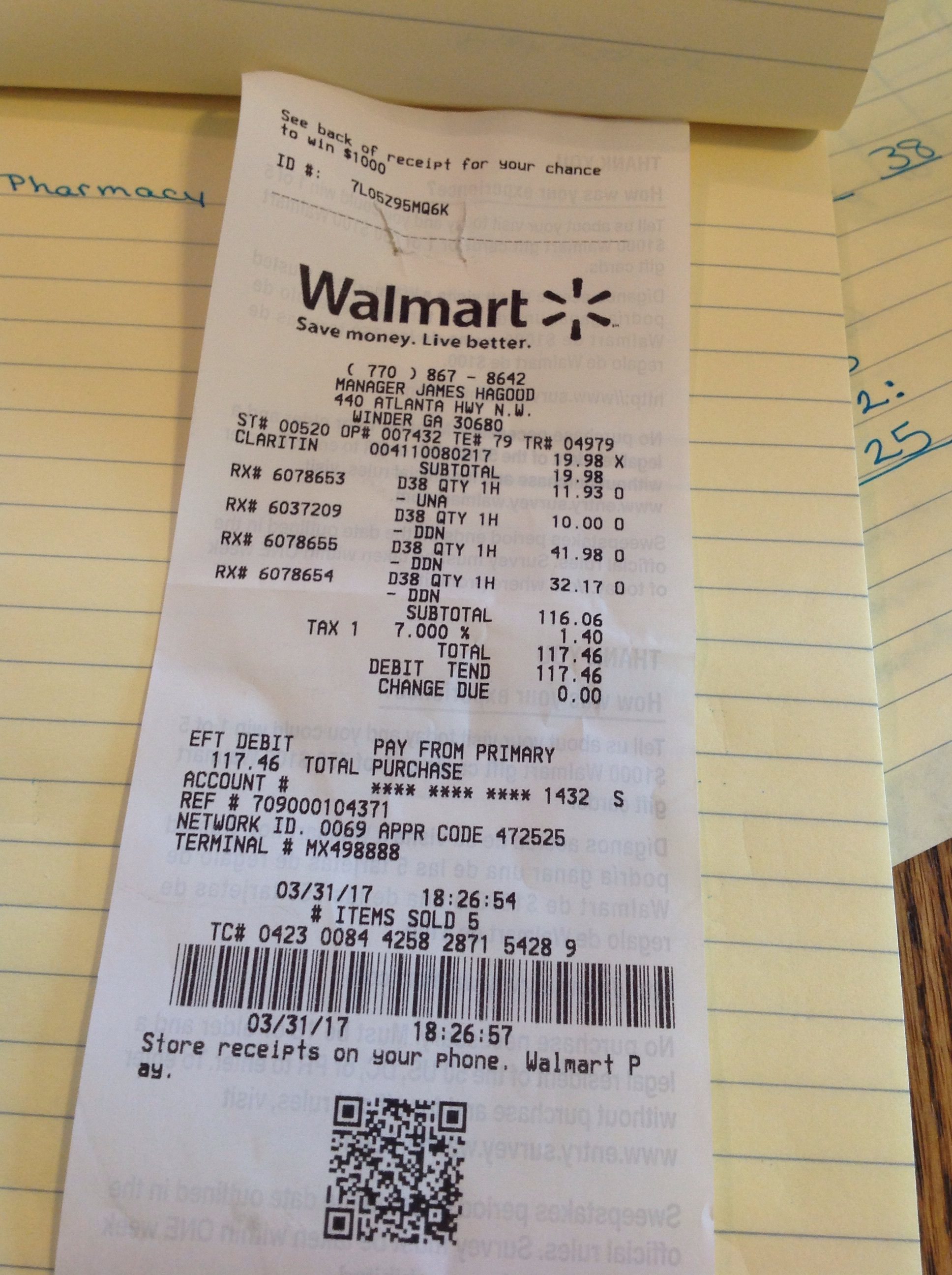 walmart receipts